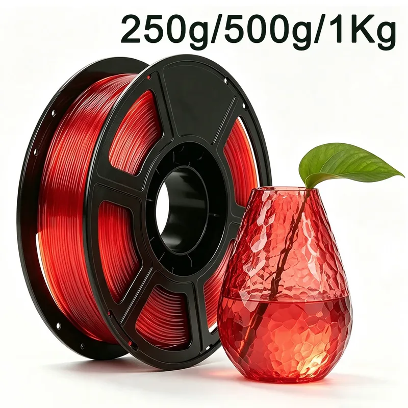 Filamento PETG Trasparente Rosso per Stampante 3D 250g 500g 1Kg Materiali per Stampante 3D Filamento PETG Trasparente Rosso 1.75mm