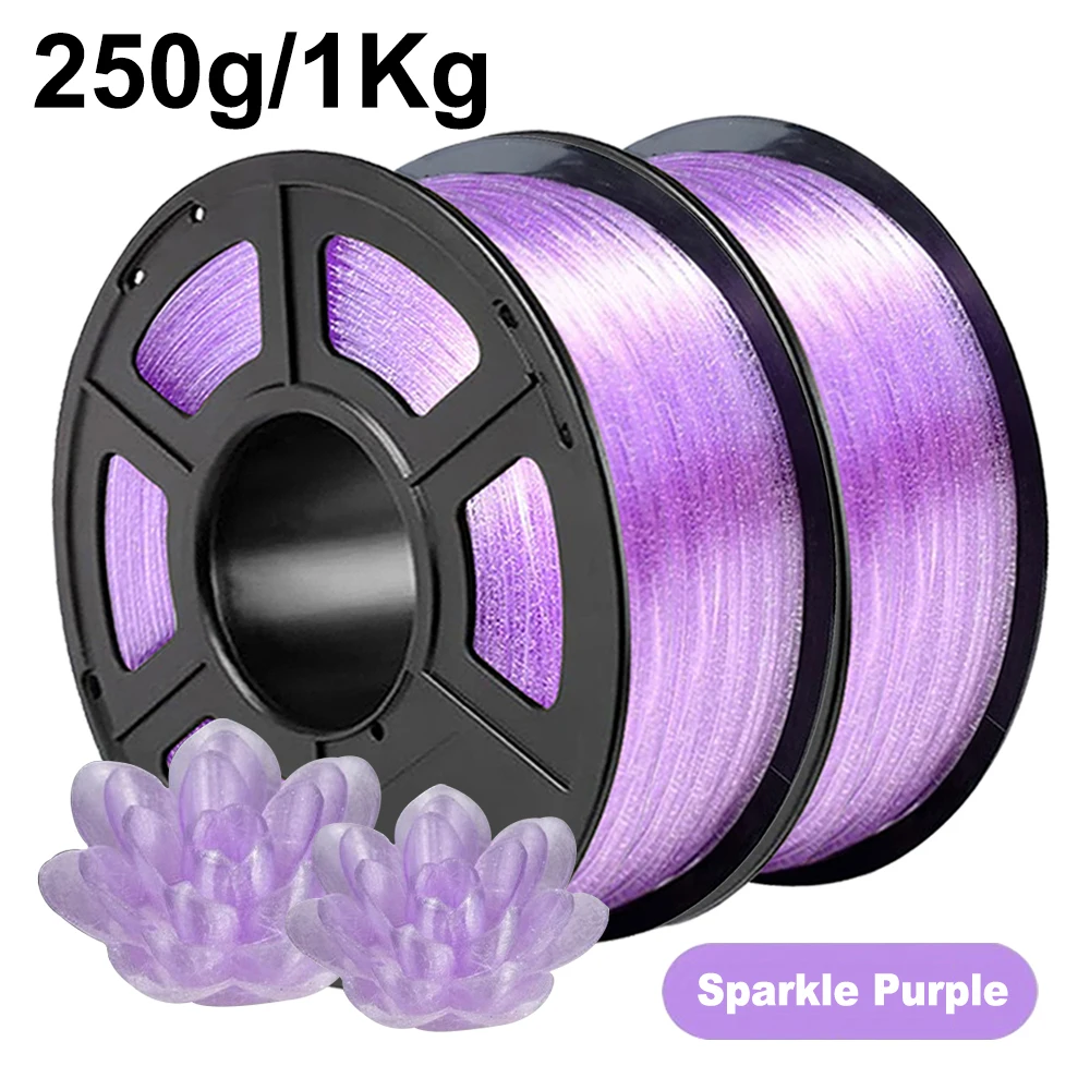 Filamento PLA Trasparente Cristallino Scintillante Viola 250g 1Kg per Stampante 3D 1.75mm Materiale per Stampante 3D