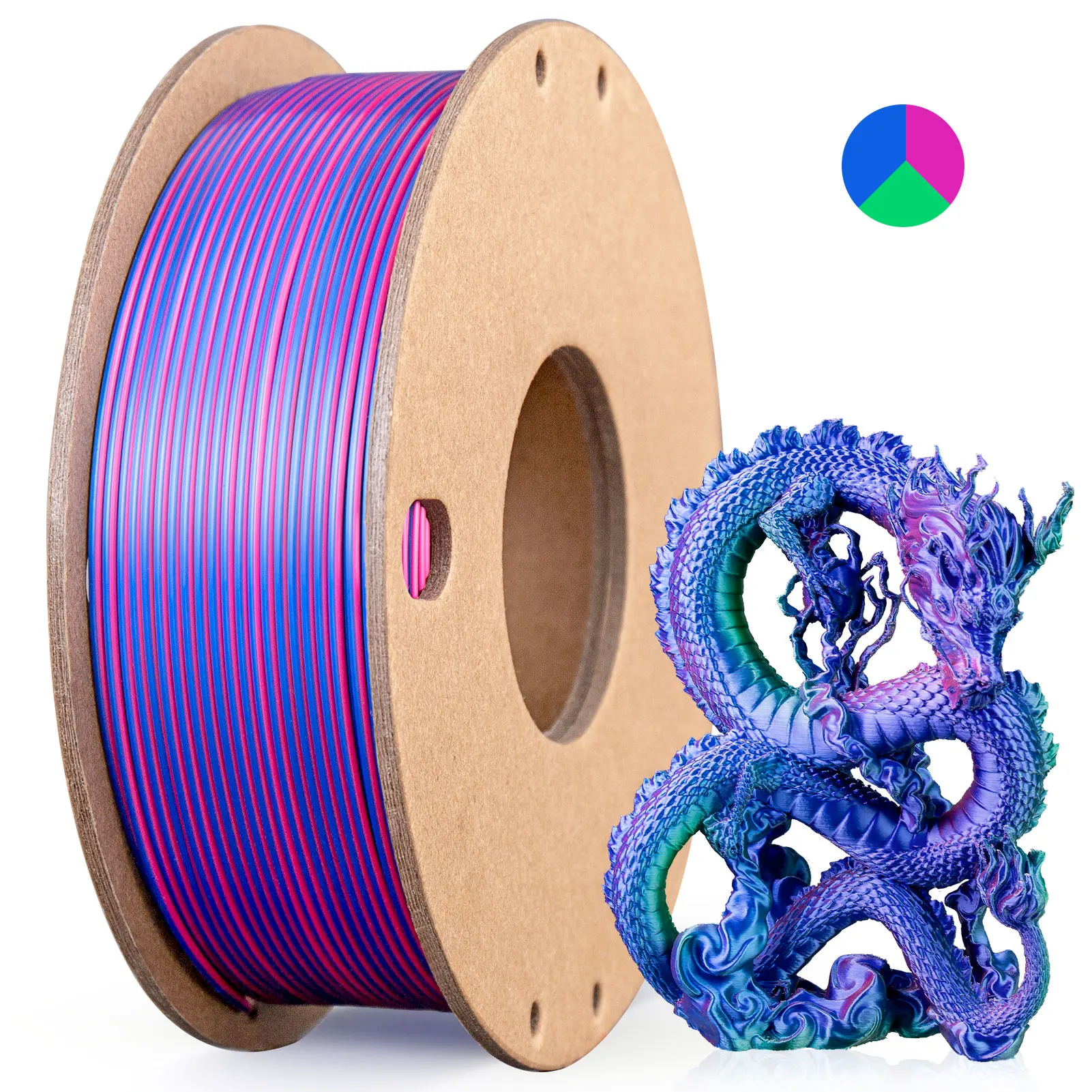 Filamento per stampante 3D PLA di seta Filamento PLA di seta triplo colore da 1,75 mm Filamento per stampa 3D 250 g Colore 3 in1