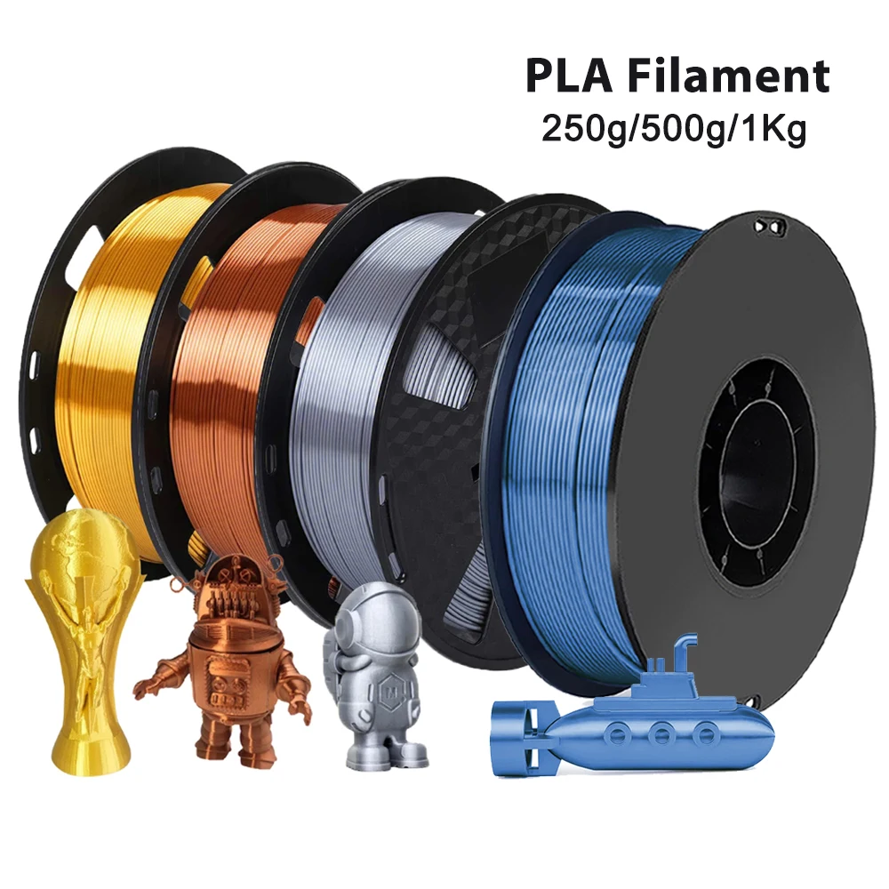 Filo di filamento 3D in PLA di seta 1.75mm 250g, filo di bobina da 500g materiale per stampante 3D ricariche di stampa 3D, imballaggio sottovuoto a filo di filamento