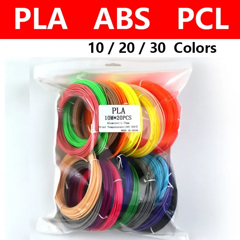Filamento PLA / ABS / PCL per penna 3D, 10/20/30 rotoli di diametro 1,75 mm 30 colori in plastica per penna 3D, il colore non ripetisce