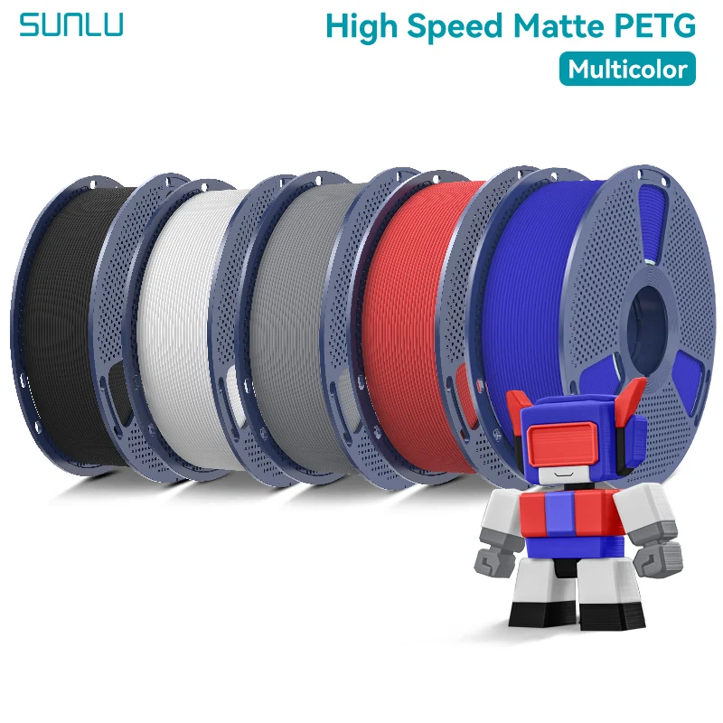 SUNLU Filamento PETG Opaco 5KG per Stampante 3D ad Alta Velocità 1.75mm, Alta Resistenza, Stampa Rapida e Fluida per Stampanti 3D FDM