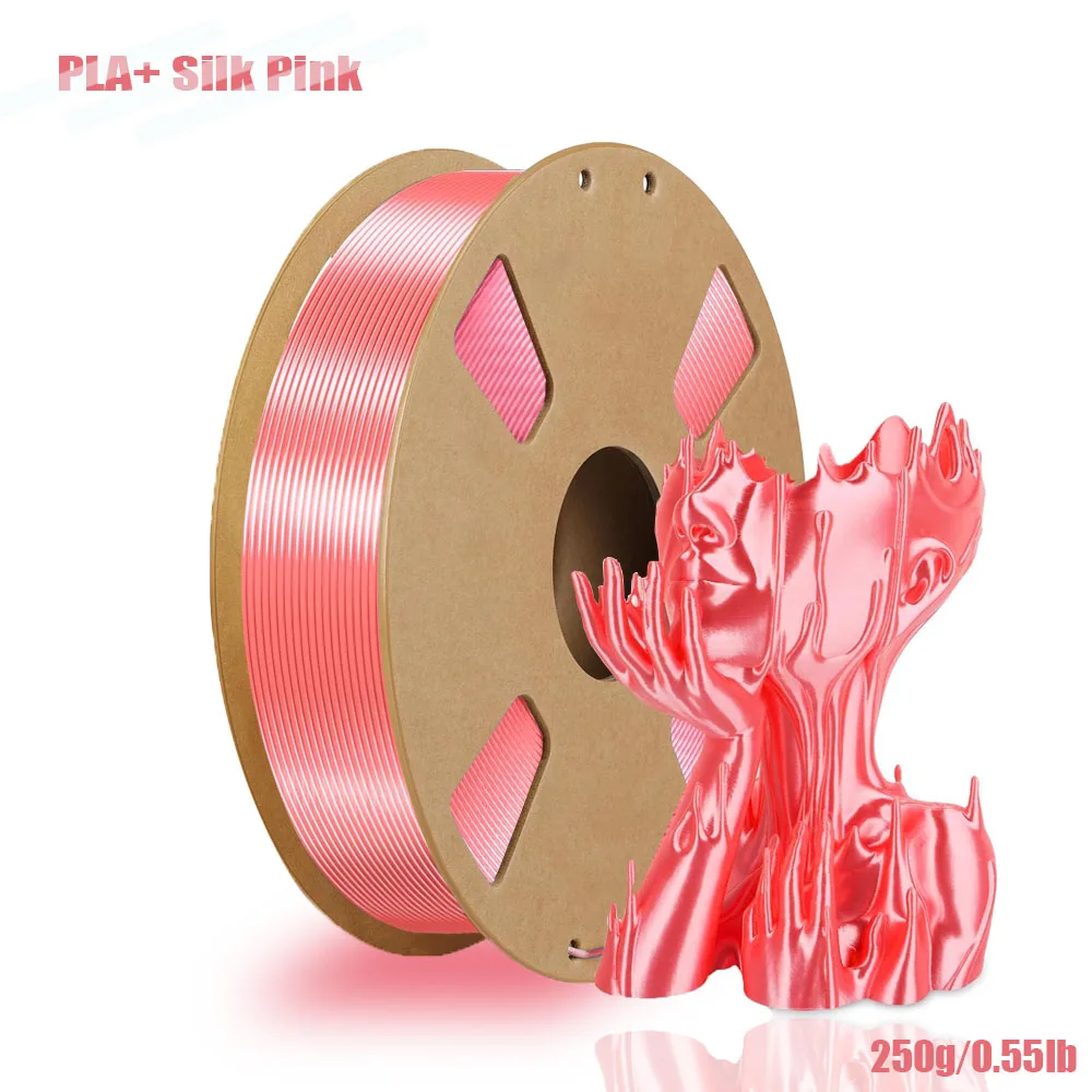 Filamento Silk PLA+ 1.75mm, Finitura Liscia Cromata Lucida, Stampa Stabile, Bobina da 200g/250g/500g/1000g, Rosa