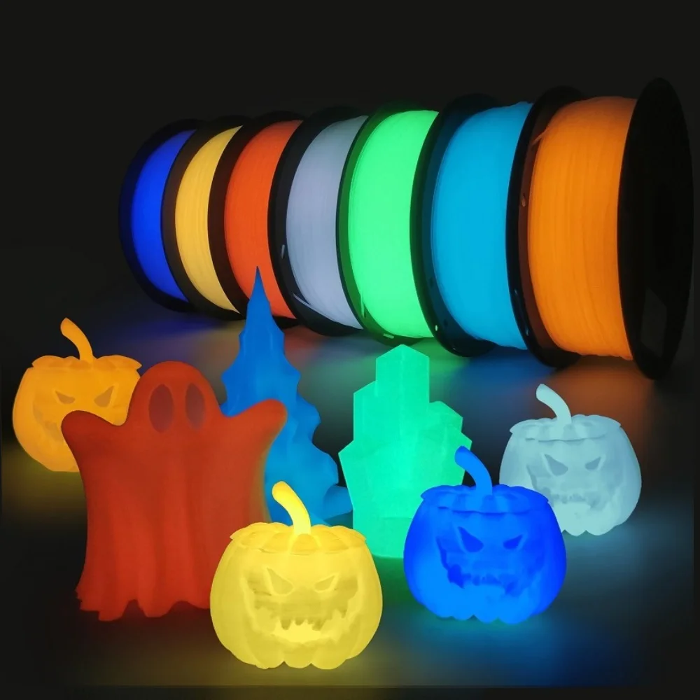 Filamento PLA per stampante 3D Glow In The Dark Filament PLA da 1,75 mm 250 g 500 g 1 kg Arcobaleno FDM Materiali per stampa 3D PLA Rosso Verde Blu