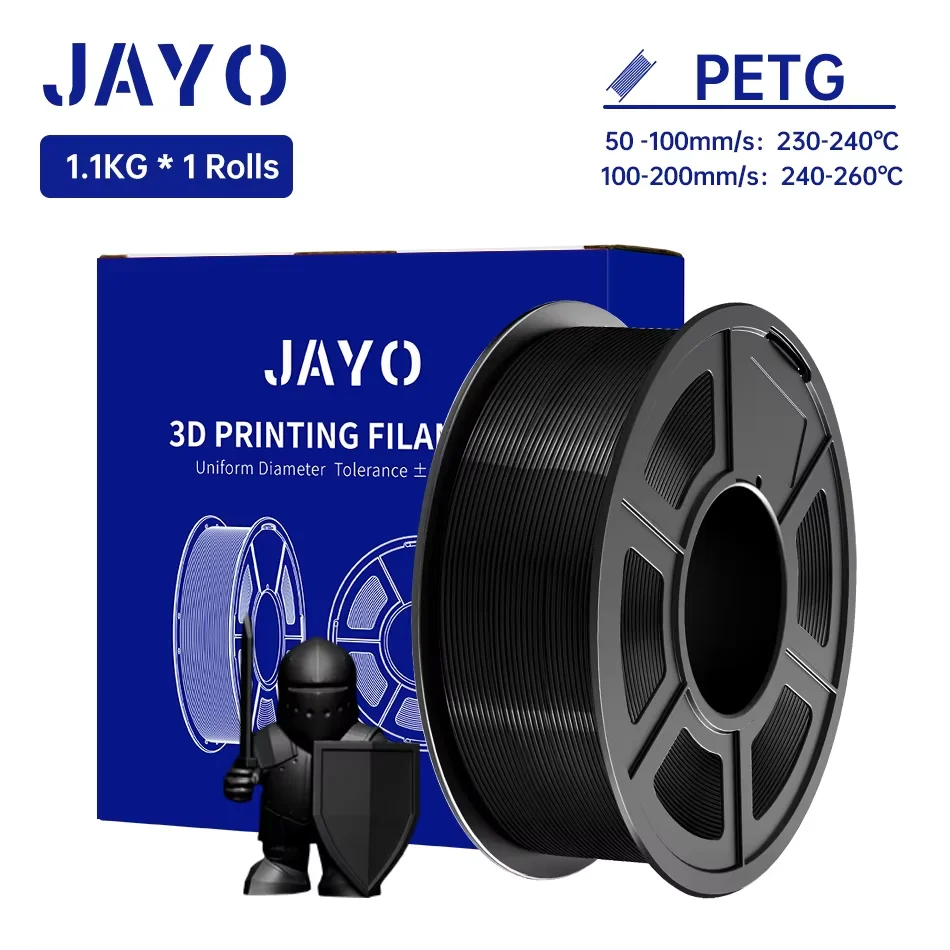 Filamento per stampante 3D trasparente JAYO PETG/PETG 1,75 ±0,02 mm 1,1 kg/rotolo Filamento per avvolgimento ordinato ad alta tenacità adatto alla maggior parte delle stampanti FDM