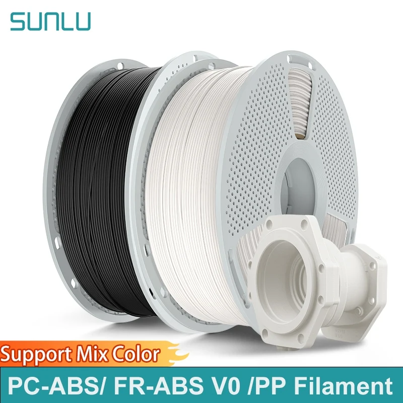 SUNLU 2 rotoli PC-ABS/FR-ABS V0/PP Filamento 3D Filamento da 1,75 mm per parti industriali e stampante 3D, bobina da 0,8 kg/1 kg