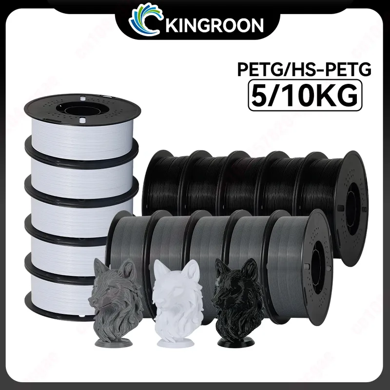 Filamento 3D KINGROON PETG/HS-PETG 1KG/Rotolo 1.75mm ±0.03mm Materiali per Stampa 3D Nero, Bianco, Grigio Confezione Sottovuoto Spedizione Rapida