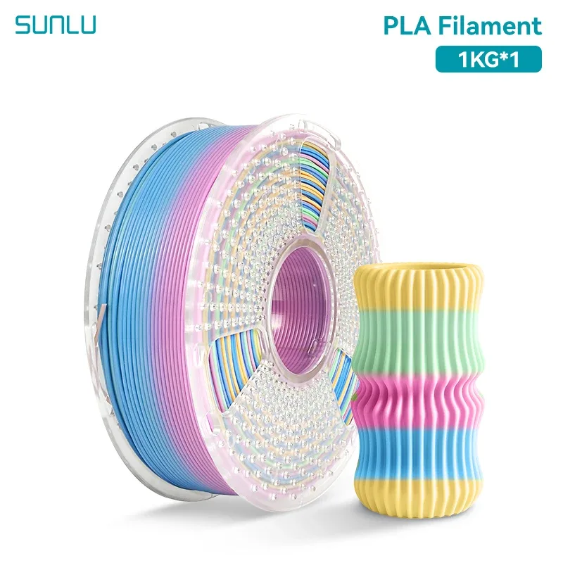 SUNLU 1KG PLA/SETA Filamento Arcobaleno Bobina da 1,75 mm 1000 g (2,2 libbre) Effetto arcobaleno Filamento ordinato avvolto Adatto alla maggior parte delle stampanti FDM