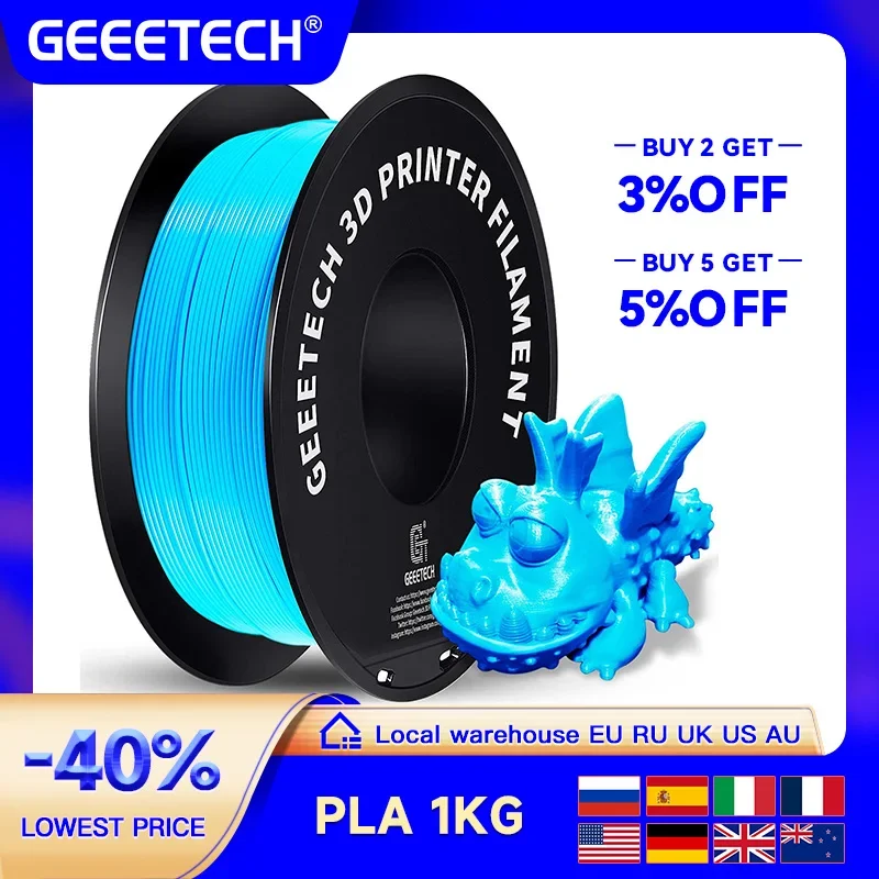 Filamento PLA standard Geeetech 1 kg 1,75 mm Materiale plastico per stampante 3D, precisione 0,03 mm, spedizione gratuita adatta alla maggior parte delle stampanti FDM