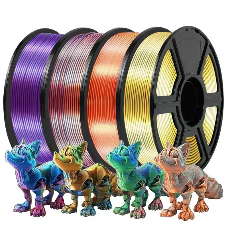 Filamento Tricolore in Seta PLA 1.75mm 1kg/500g/250g/200g per Stampante 3D, Multicolore PLA con Tre Colori Rosso Blu Verde Oro