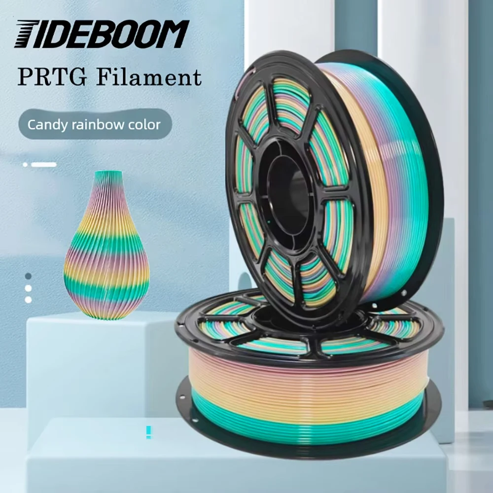Filamento PETG Tideboom per Stampa 3D, Materiale per Stampante 3D 1KG, Ecologico, Buona Resistenza, Colorato Arcobaleno
