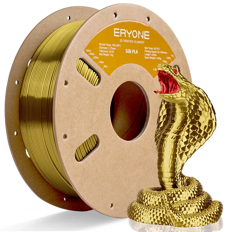 ERYONE Filamento per Stampante 3D in PLA Seta 1KG, 1.75mm, Finitura Lucida Premium, Monocolore, Superficie Liscia e Brillante, Bobina da 1kg