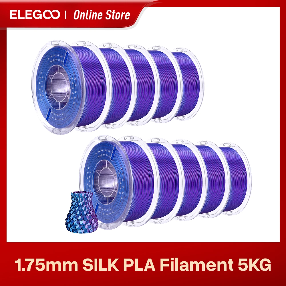 ELEGOO 10KG Filamento di seta PLA 1.75mm Filamento stampante 3D per stampanti 3D FDM Elegoo PLA per Elegoo Centauri Carbon