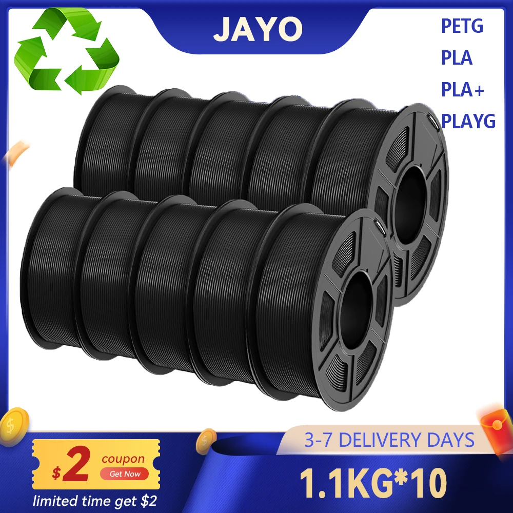 JAYO 5/10 Rotoli 3D PETG/PLA/PLA+/PLA Matte Filamento Stampante 1.75mm No Bubble Materiali di Stampa 3D per Stampante 3D e Penna 3D