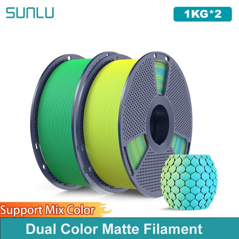 SUNLU Filamento per stampante 3D opaco bicolore da 2 kg 1,75 mm 1 kg +/- 0,02 mm Filamento opaco PLA adatto alla maggior parte delle stampanti 3D FDM e penne 3D