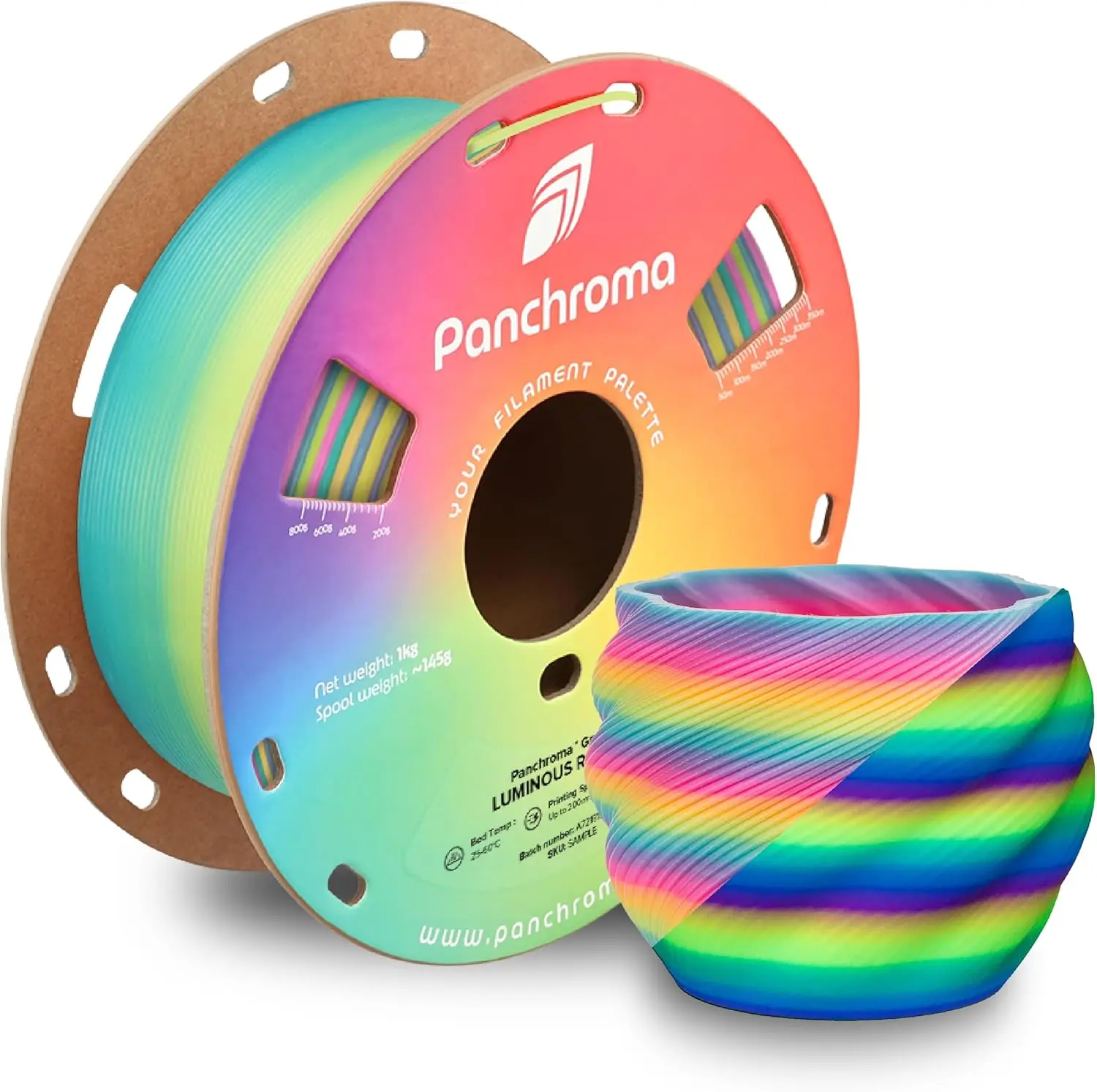 Filamento PLA Luminoso Sfumato Arcobaleno 1.75mm, Materiale per Stampa 3D per la Maggior Parte delle Stampanti FDM, Bobina da 1kg