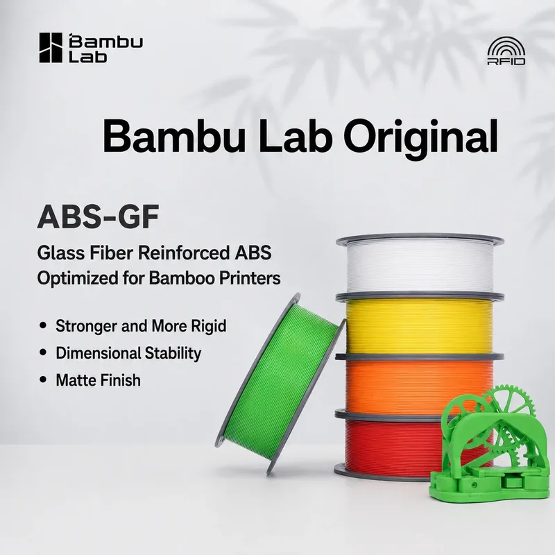 Filamento per Stampante 3D Bambu Lab Originale ABS GF Fibra di Vetro 1KG, Materiale di Stampa DIY ABS-GF per Stabilità ed Equilibrio