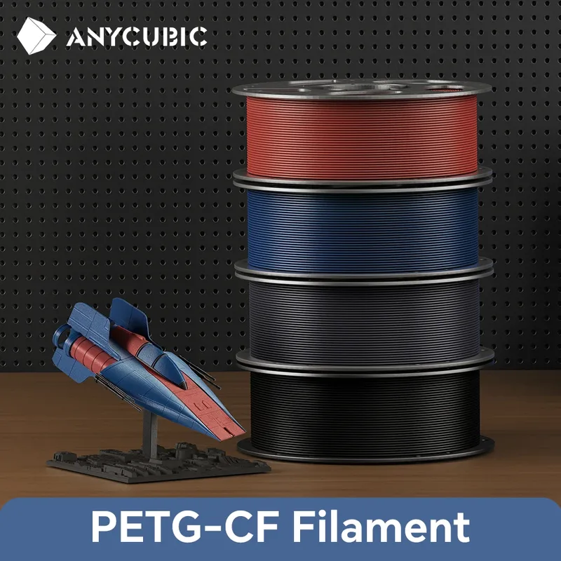 Filamento ANYCUBIC PETG-CF 1.75mm 1KG in Fibra di Carbonio, Resistente e ad Alta Resistenza, Multicolore, per Kobra X Kobra 4 Combo