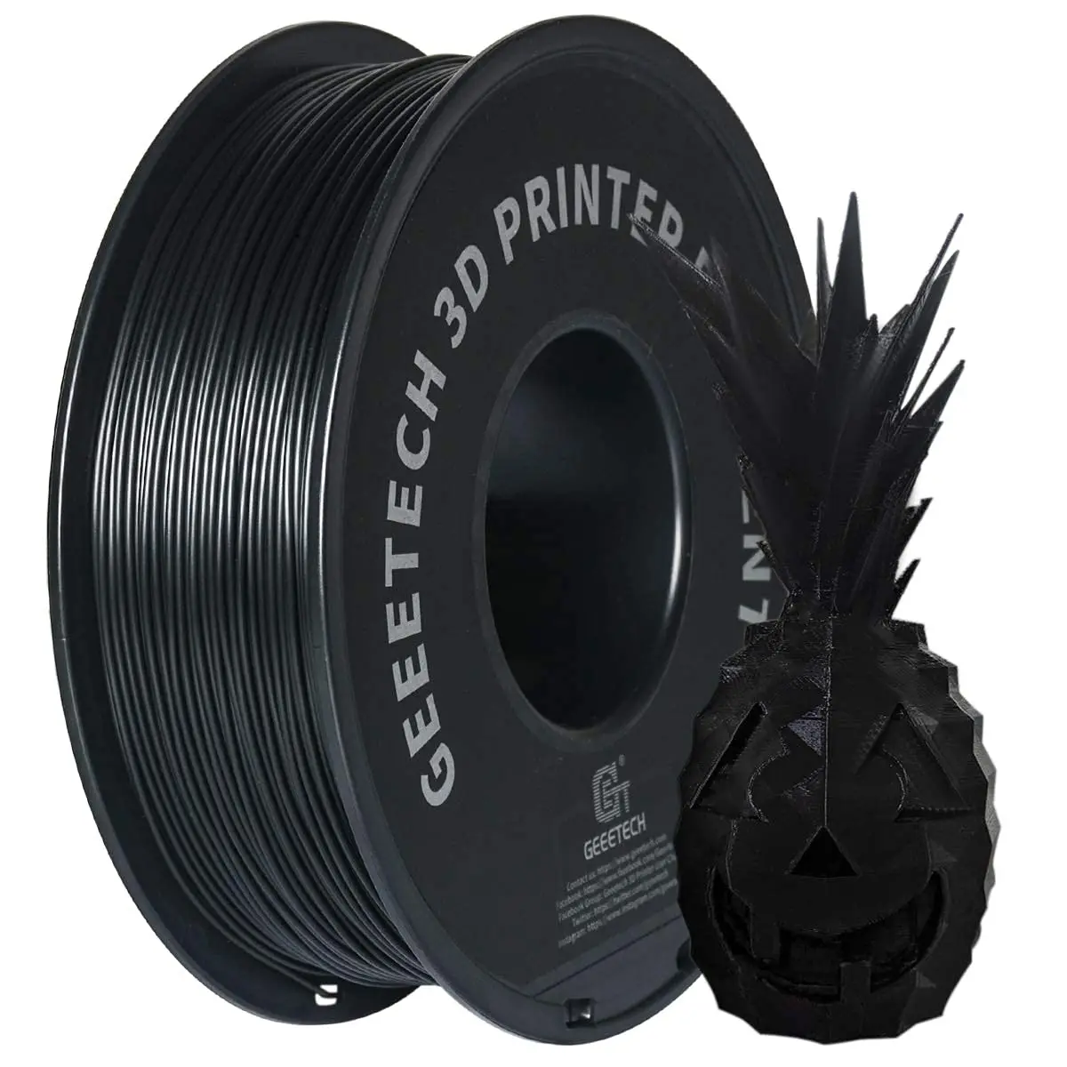 Filamento 3D ABS Geeetech 1,75 mm 1 kg in plastica, materiale per stampante 3D, senza grovigli, non tossico, confezione sottovuoto bianco nero
