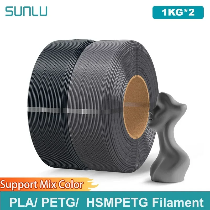SUNLU 2KG PLA/PETG/Filamento PETG opaco ad alta velocità 1,75mm 1KG senza vassoio Filamento stampante 3D per stampante 3D,Rifllare il filamento