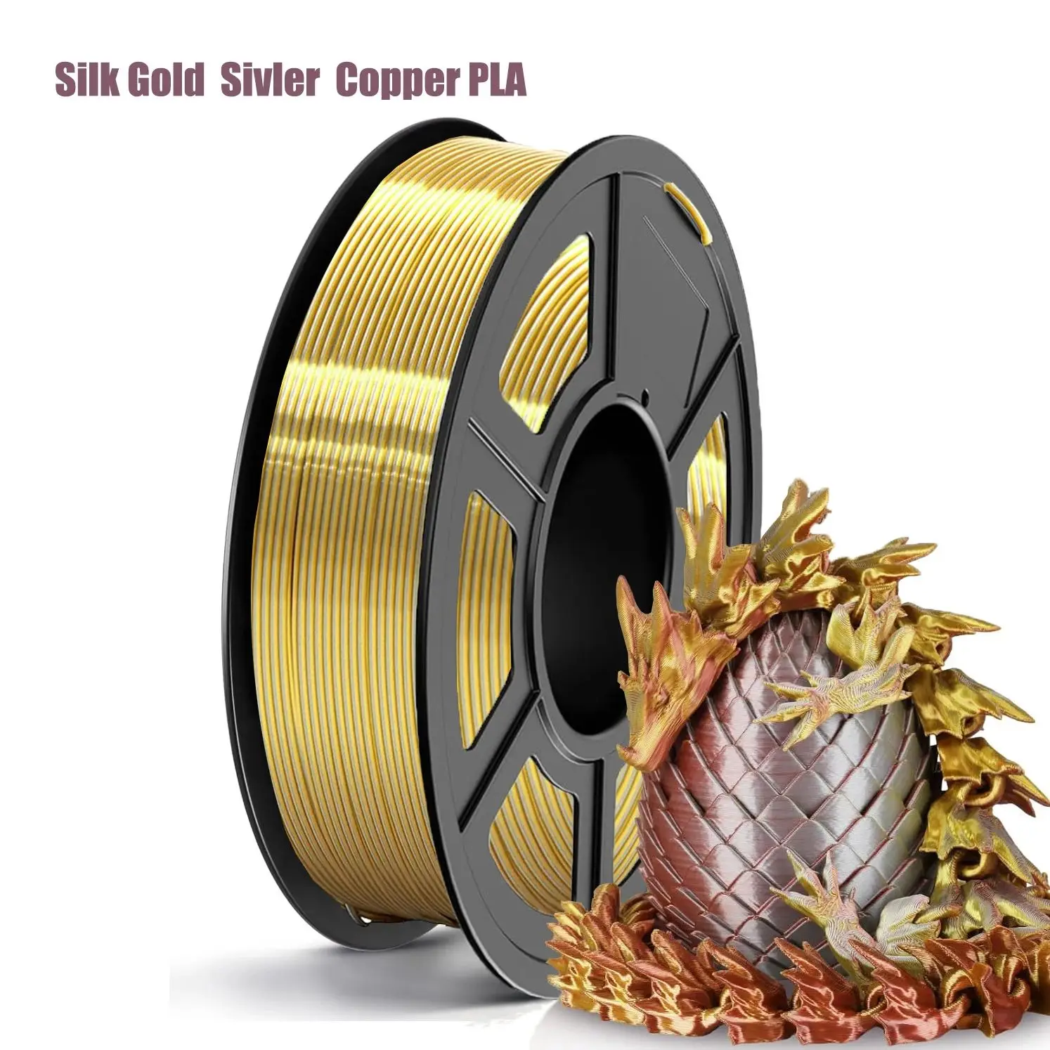 Filamento PLA Seta 1.75mm Lucido Anti-Intasamento per Stampante 3D, Bobina da 0.25kg (0.44 libbre), Precisione Dimensionale +/- 0.02 mm