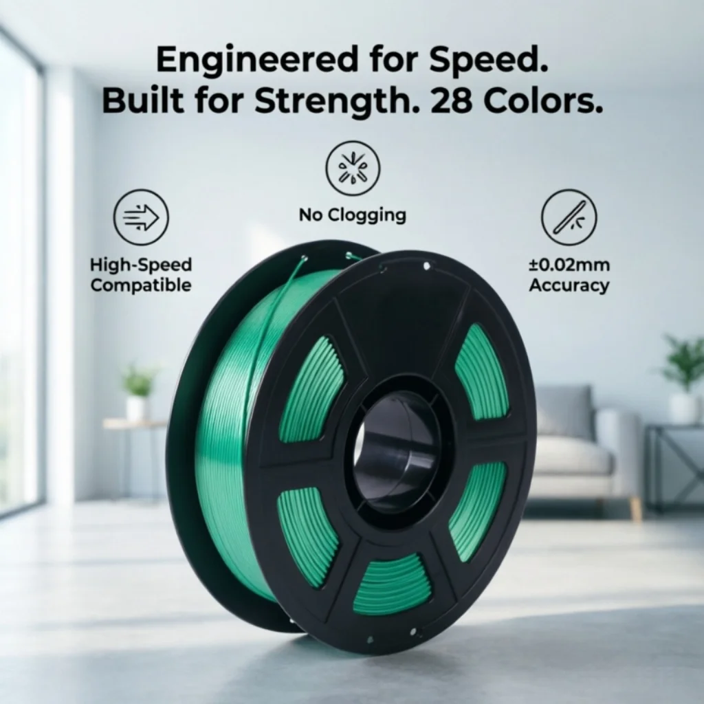 Filamento PETG Anti-Groviglio, Bobina da 1kg, 1.75mm per Stampa 3D Fluida ad Alta Velocità - 28 Colori, Nessun Intasamento, Basso Ritiro, Stampa FDM