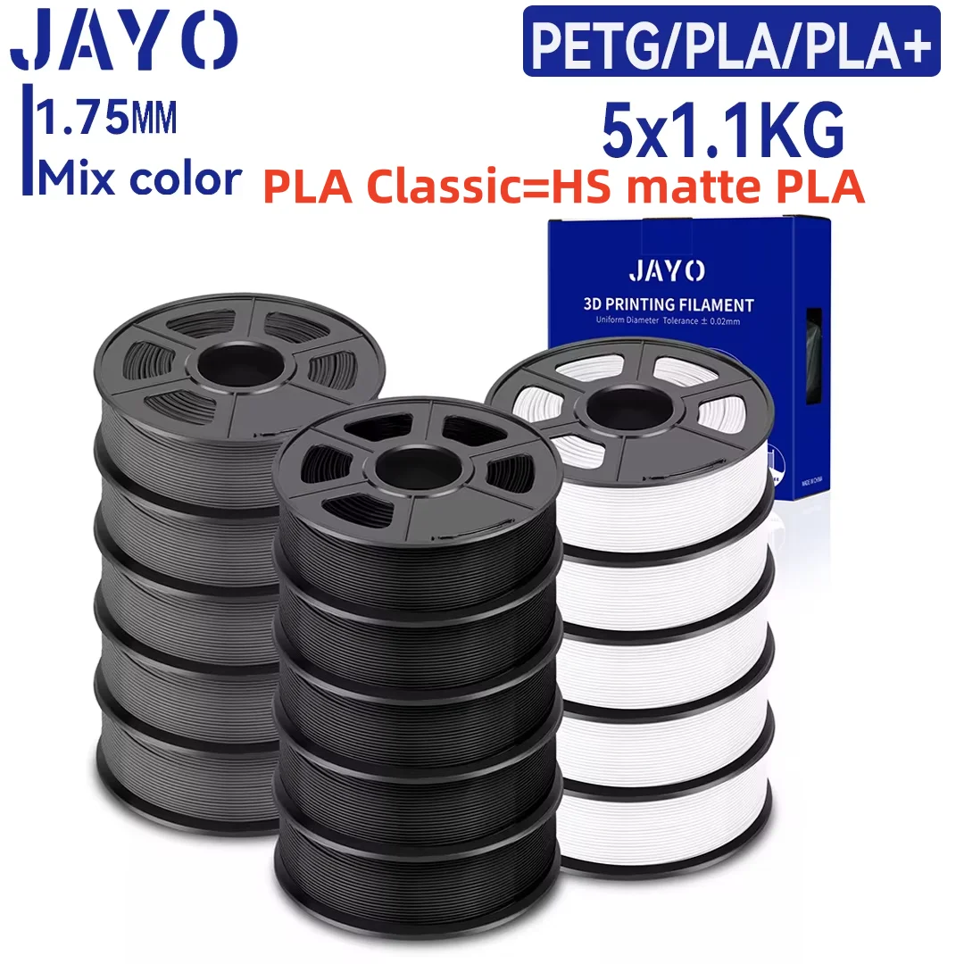 Filamento stampante JAYO 3D PETG/PLA/PLA PLUS 1,75 mm 5,5 kg 100% senza bolle materiali di stampa 3D non tossici per stampante 3D e penna 3D