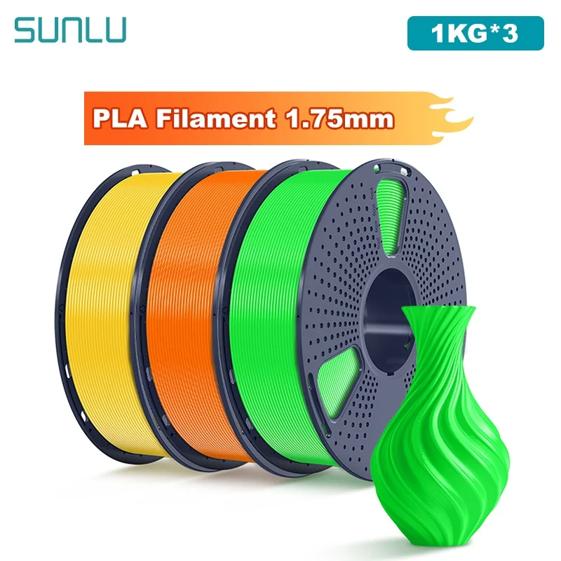 SUNLU 3KG PLA/Filamento per stampante 3D trasparente Bobina da 1,75 mm 1000 g (2,2 libbre) Filamento prelavato senza nodi Adatto alla maggior parte delle stampanti FDM