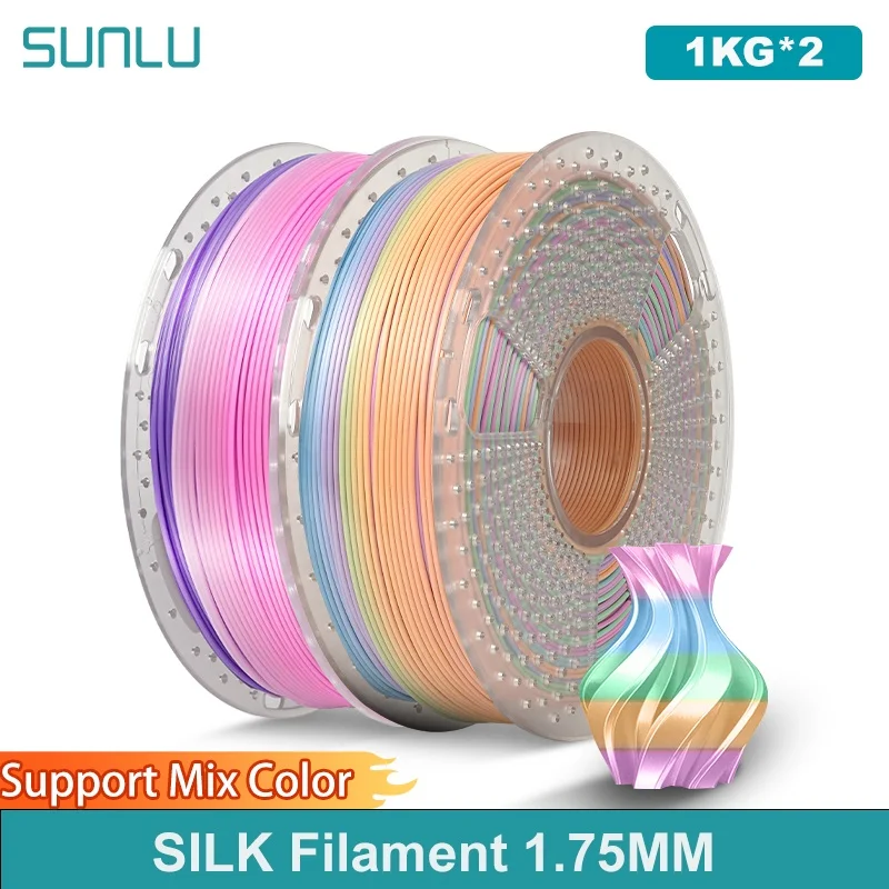 SUNLU 2KG SETA Filamento per stampa 3D 1,75MM 1KG A vicino all'effetto seta Liscio e delicato Più tenacità di PLA e PLAPLUS