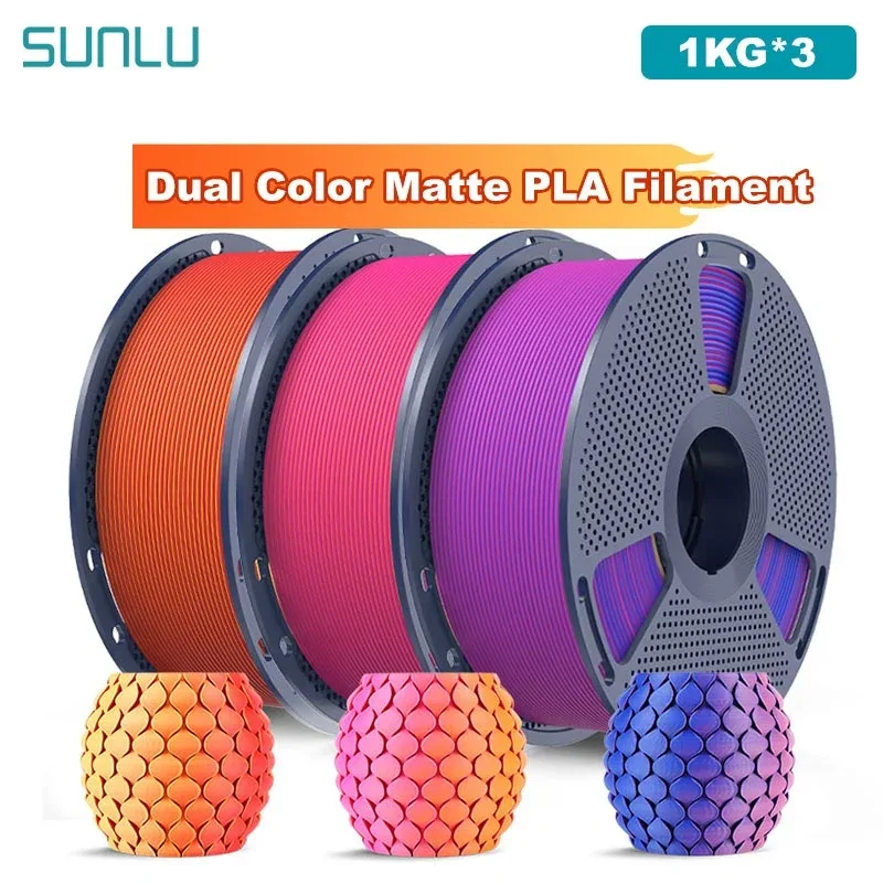 SUNLU Filamento PLA opaco bicolore da 3 kg Bobina da 1,75 mm da 1 kg (2,2 libbre) Filamento PLA opaco per stampante 3D adatto alla maggior parte delle stampanti FDM