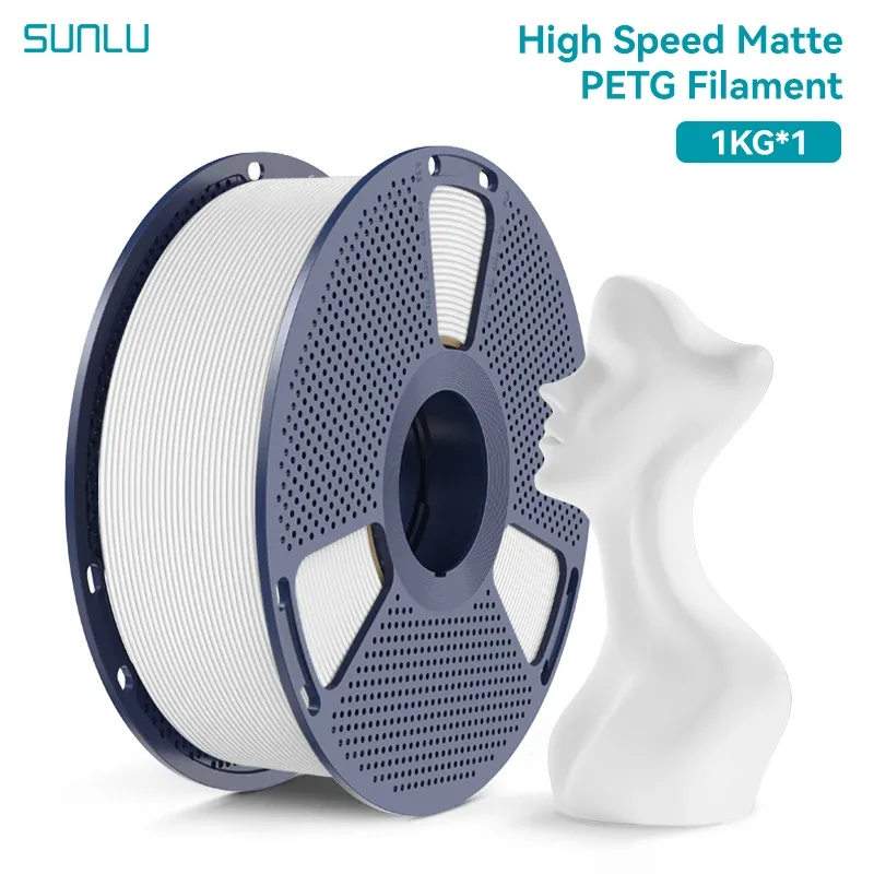 SUNLU Filamento 3D PETG Opaco 1KG, Alta Velocità 600mm/s, Finitura Opaca, 1.75mm±0.02mm, Avvolgimento Preciso, per la Maggior Parte delle Stampanti FDM