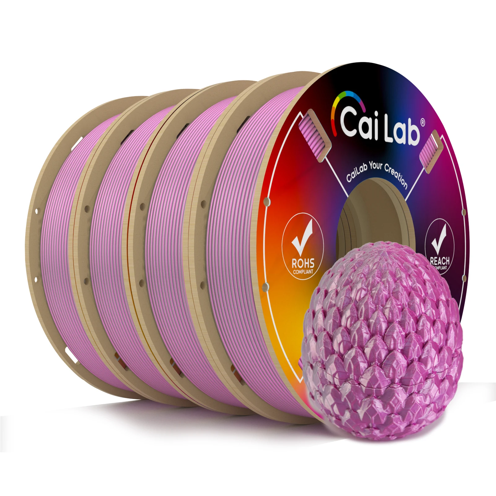 【Nuovo】4 rotoli di filamento per stampante 3D CaiLab PLA+ Silk Funziona con la maggior parte delle stampanti 3D FDM 1,75 mm di diametro 200 g per bobina (rosa argento)