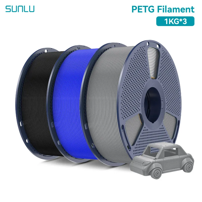 SUNLU PETG Filamento 3D 1KG 3 Rotoli 1.75mm +/-0.02MM Filamento per stampa 3D Filamento ordinato per ferita Imballaggio sottovuoto Spedizione veloce