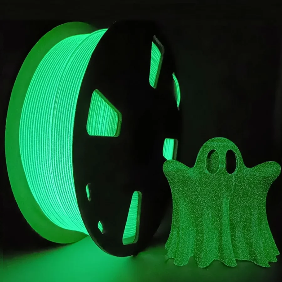 Filamento PLA per stampante 3D che si illumina al buio Filamento PLA da 1,75 mm Bobina da 250 g 1 kg Materiale di stampa 3D brillante PLA Blu Verde Glitter