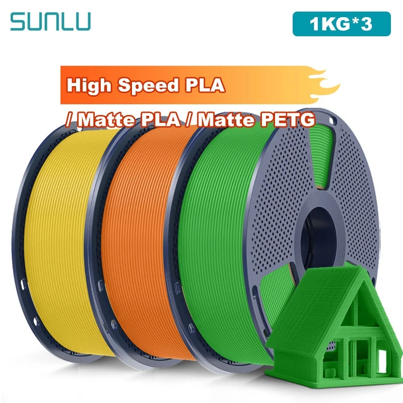 SUNLU 3KG PLA ad alta velocità/PLA opaco/Filamento PETG opaco 1,75mm Bobina da 1 kg Filamento ordinato avvolto adatto alla maggior parte delle stampanti 3D FDM