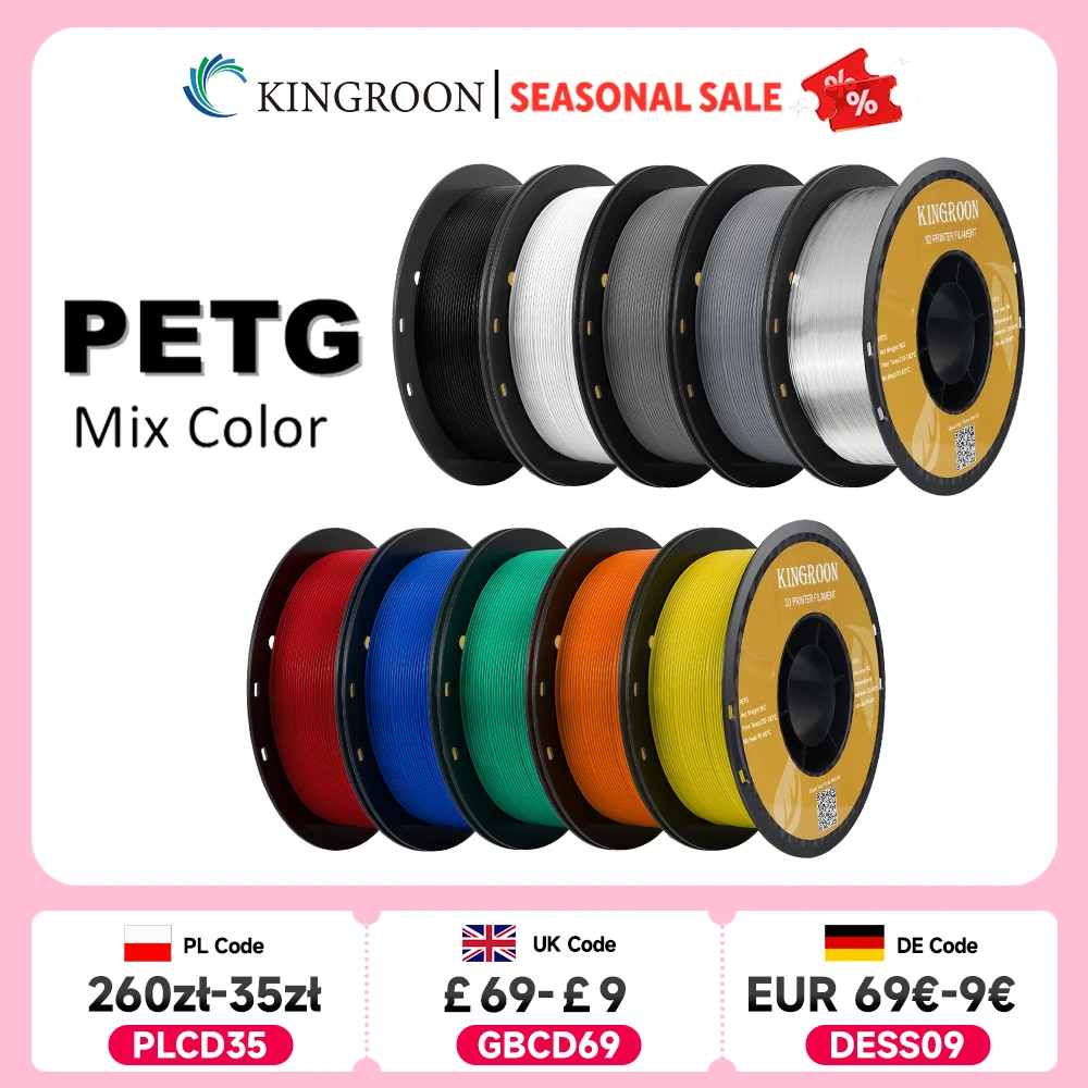 KINGROON PETG Stampante 3D Filamento 1.75mm 5KG 10KG Colore Della Miscela Materiale di Stampa 3D 1kg/rotolo petg di Plastica Per FDM 3dprinter