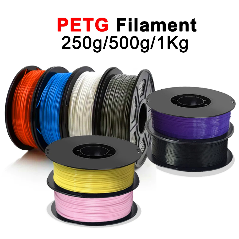 Filamento stampante 3D da 1,75 mm PETG Nero Blu 250g 500g 1Kg Verde Grigio Viola Filo rosso Imballaggio sottovuoto petg Stampa 3D Fliament