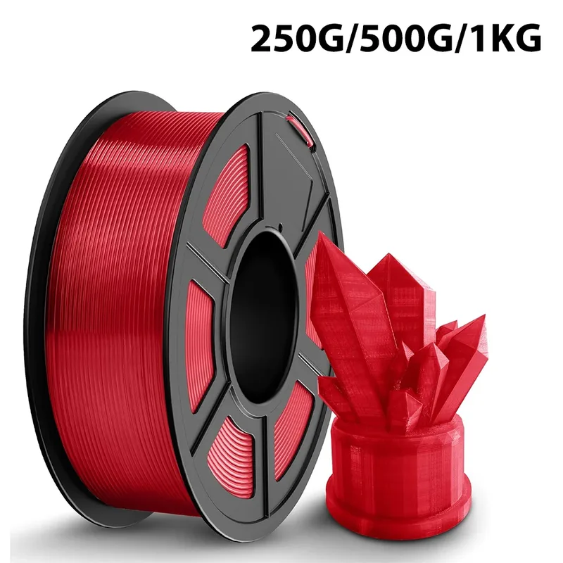 Filamento PETG Trasparente Rosso 1.75mm per Stampante 3D, Materiali di Consumo 250g 500g 1kg, Materiale PETG Trasparente per Stampante 3D