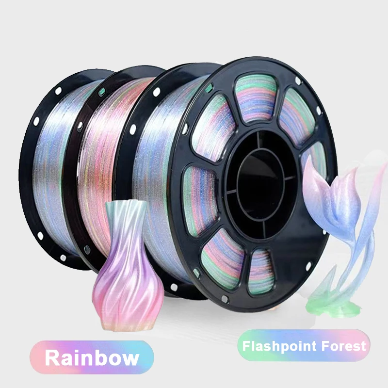 Filamento per stampante 3D da 1,75 mm PLA Punto flash in cristallo Arcobaleno Materiale di stampa 1 kg, 500 g, 250 g Filamento Crystal Sparkle Forest