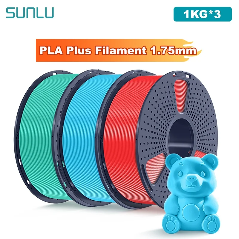 SUNLU 3KG PLA Plus/Filamento per stampante 3D trasparente Bobina da 1,75 mm 1000 g (2,2 libbre) Filamento prelavato senza nodi Adatto alla maggior parte delle stampanti FDM