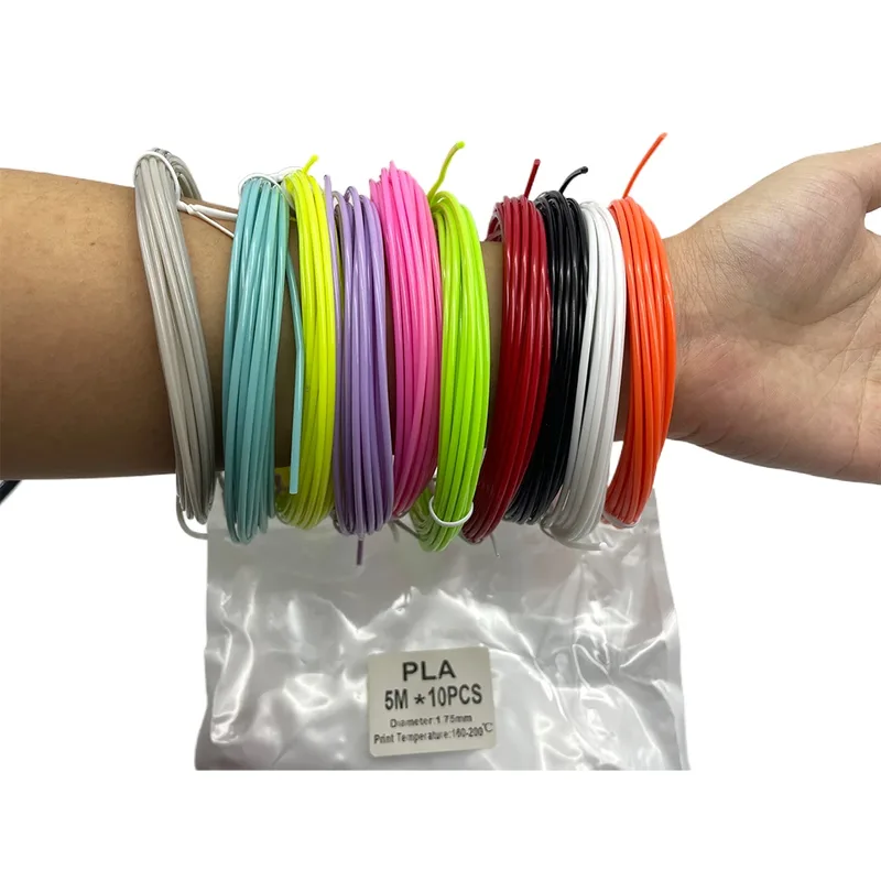 Nuovi accessori stampati in 3D Set di penne per bambini 50M/100M/200M Materiali di stampa 3D per penne 3D Diametro 1,75 mm ABS PLA PCL Filamento
