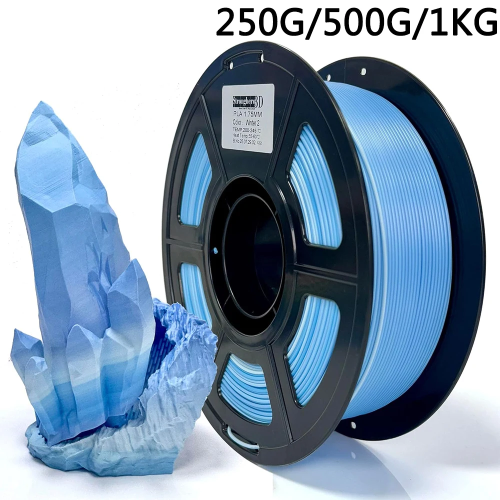 Filamento PLA per Stampante 3D, Sfumatura Seta Blu-Bianco, 250g 500g 1kg, Materiale PLA per Stampante 3D, Filo da 1.75mm, Confezione Sottovuoto