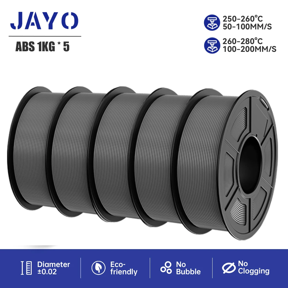 JAYO 5 Rotoli ABS/PLAMETA Filamento Stampante 3D 1,75mm ±0,02mm Materiali Stampante 3D FDM Neatamente Ferita per Stampante 3D 1 Rotolo/1KG