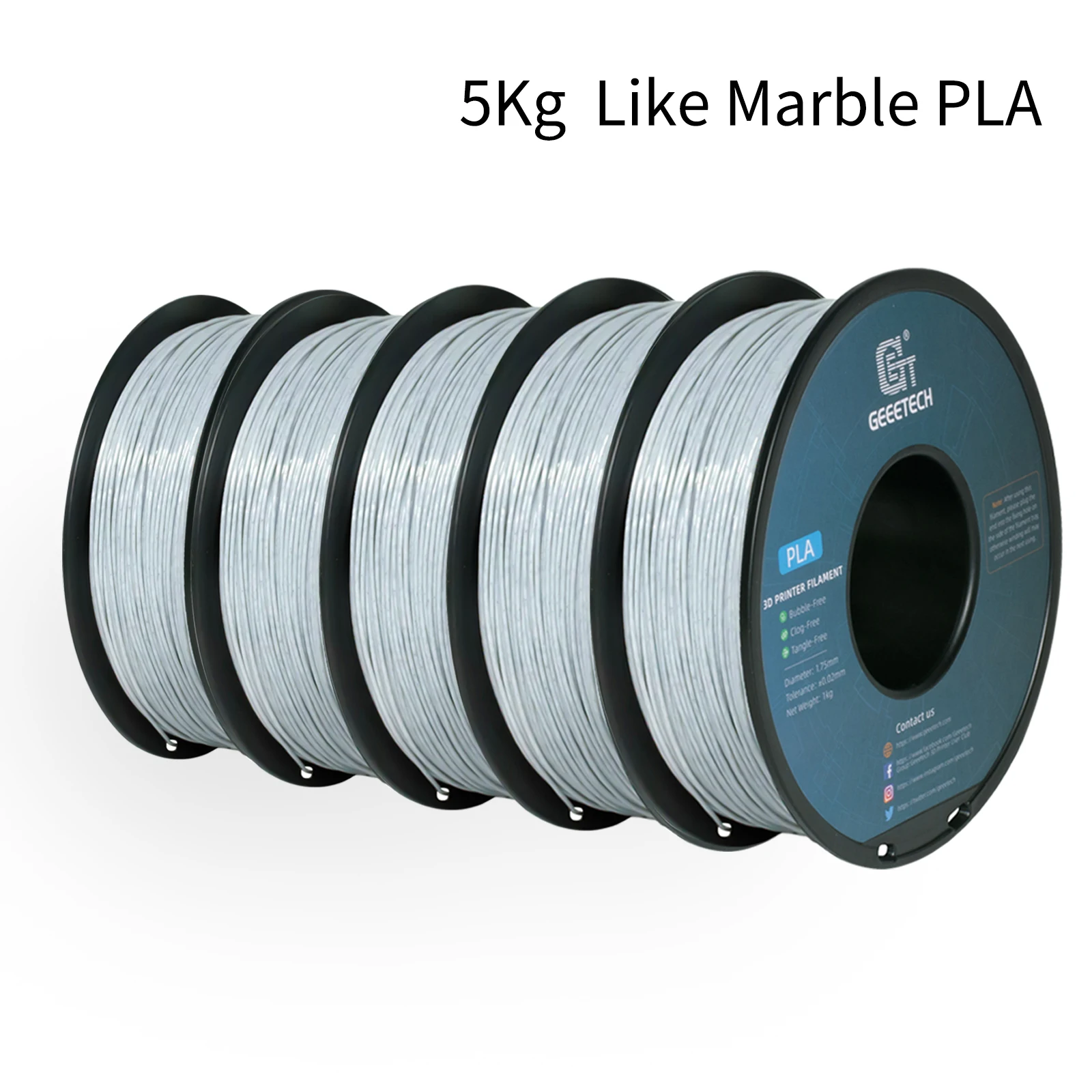 Geeetech 5Kg Like Marble PLA Filamento per stampante 3D in plastica 1,75 mm, senza grovigli, materiale per filo di stampa 3D imballaggio sottovuoto