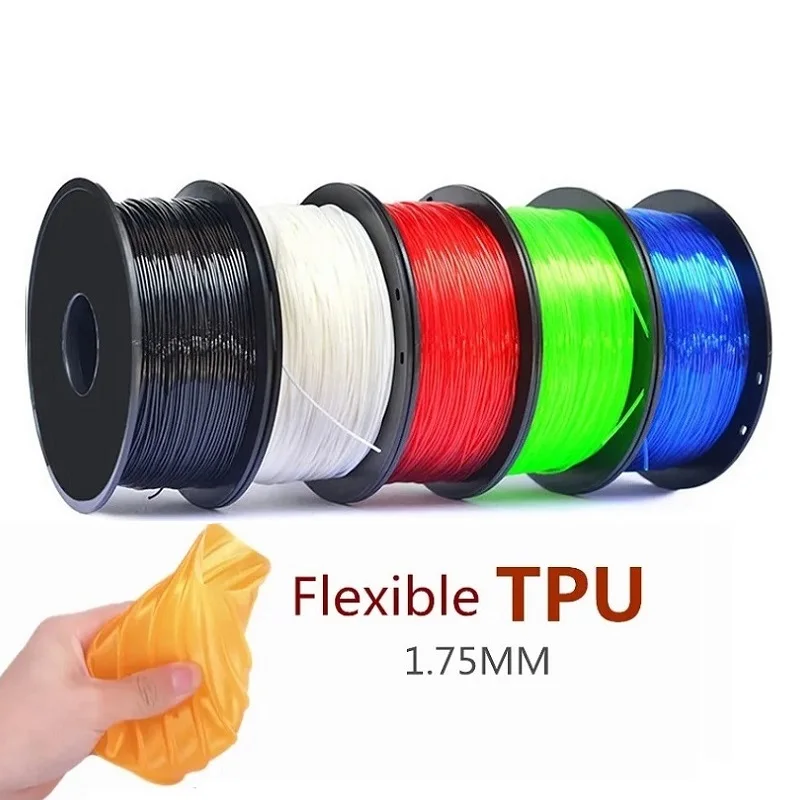 Filamento flessibile per stampa 3D TPU 1kg Filamento 1,75mm Filamento 250g Arcobaleno Filamento Incandescente Materiali per stampa 3D Bianco Nero