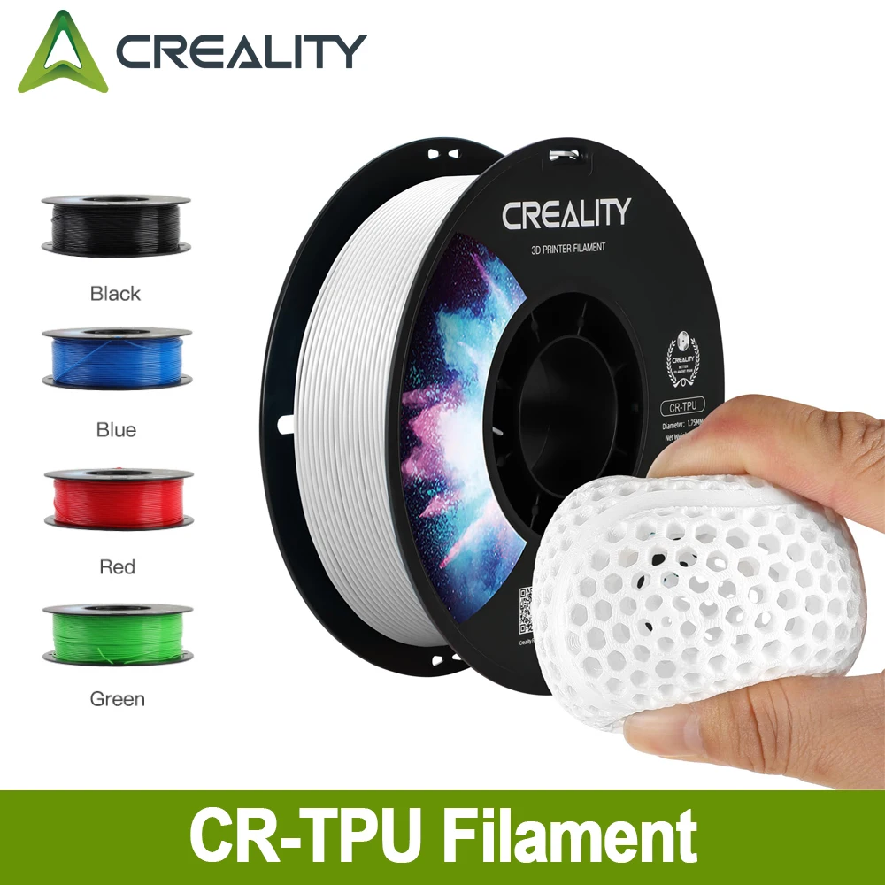 Filamento per stampante 3D in TPU flessibile Creality da 1 kg Materiale di stampa 3D 1,75 mm 95A Durezza Shore e buone prestazioni di incollaggio a strati