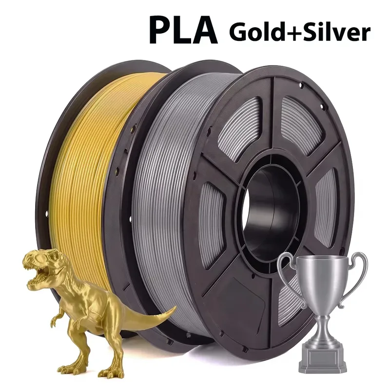 Filamento per Stampante 3D PLA Argento e PLA Oro 1,75mm, 250g 500g 1Kg, Confezione Sottovuoto 250gx2