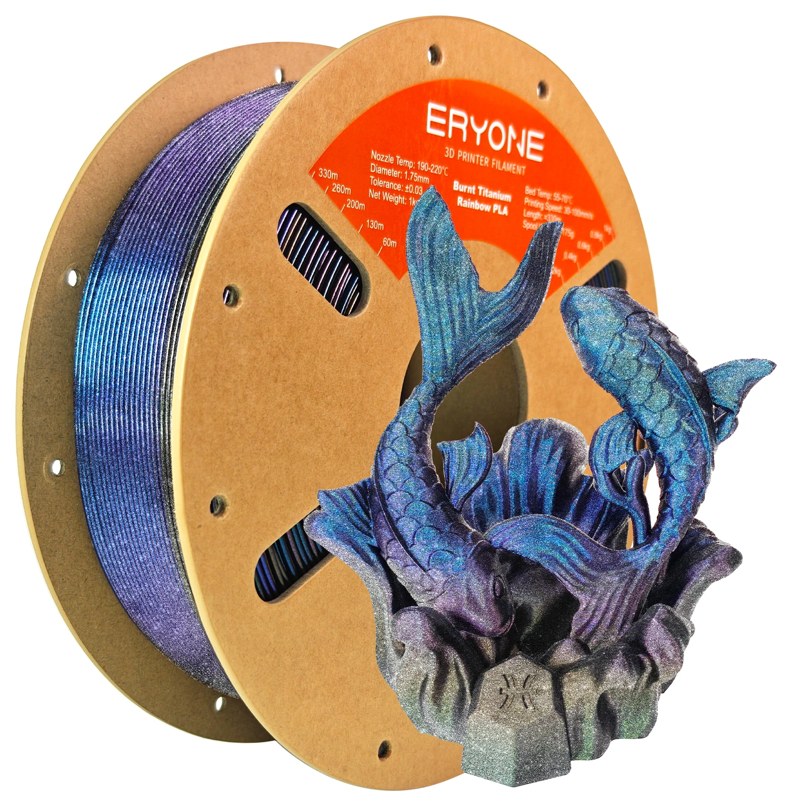 Filamento PLA ERYONE 1KG Titanio Bruciato Arcobaleno per Stampante 3D, 1.75mm +/-0.03mm