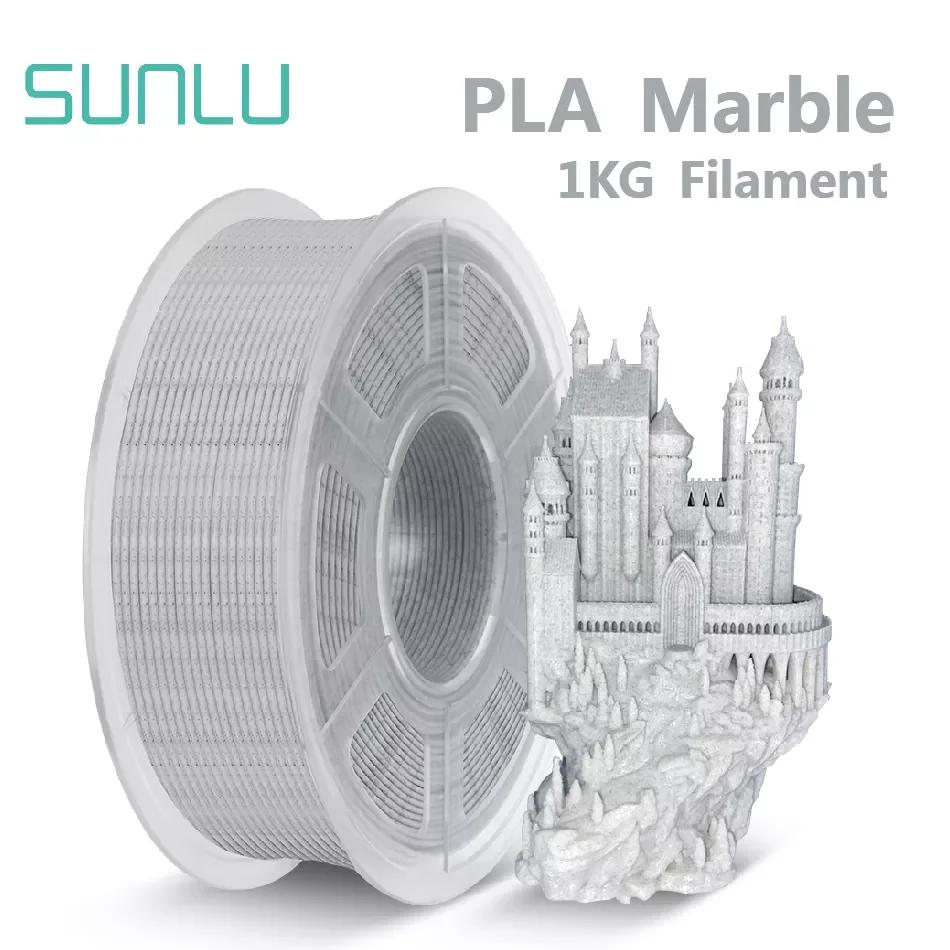 SUNLU PLA Filamento 3D 1KG 1,75MM Effetto marmo Non tossico Nessuna bolla Arresto ordinato Nessun nodo PLAPLUS Materiale di stampa 3D