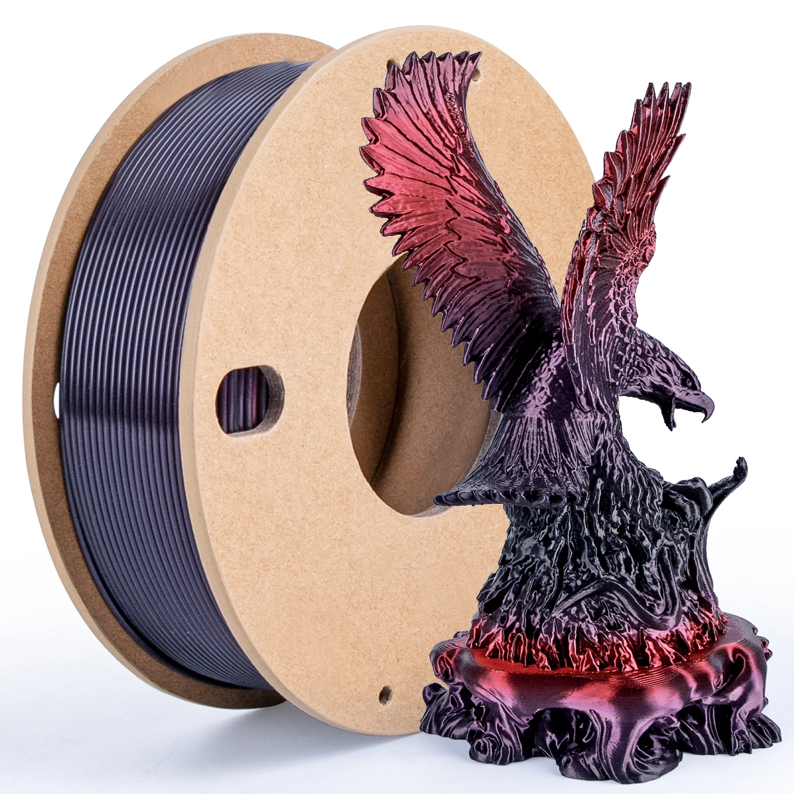 250g Filamento PLA Seta Arcobaleno 1.75mm - PLA Lucido Sfumato per Stampante 3D - Compatibile con la Maggior parte delle Stampanti (Nero/Rosso/Viola)